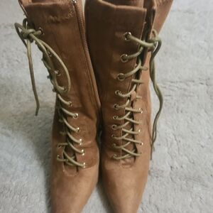 Brown Lace-Up Ankle Boots